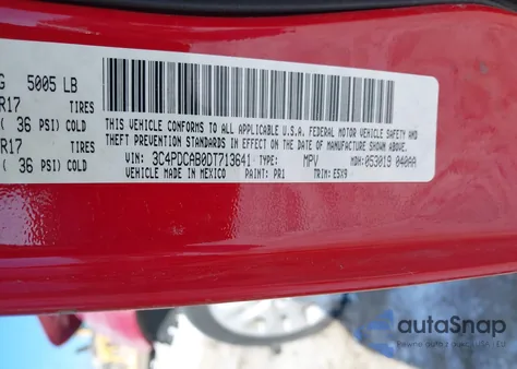 2013 Dodge Journey Se z USA, uszkodzony, nr VIN 3C4PDCAB0DT713641